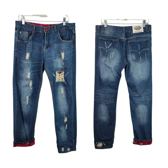 Rangers Blue Jeans Distressed Cuff or Not Unique 32 - Picture 1 of 5
